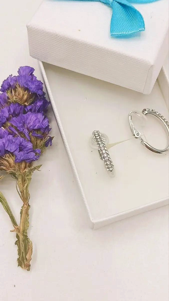 AROS DE CLIP FINOS CON ZIRCONIAS BAÑADOS EN PLATA - 2