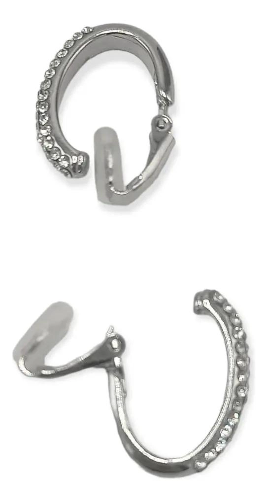 AROS DE CLIP FINOS CON ZIRCONIAS BAÑADOS EN PLATA - 4