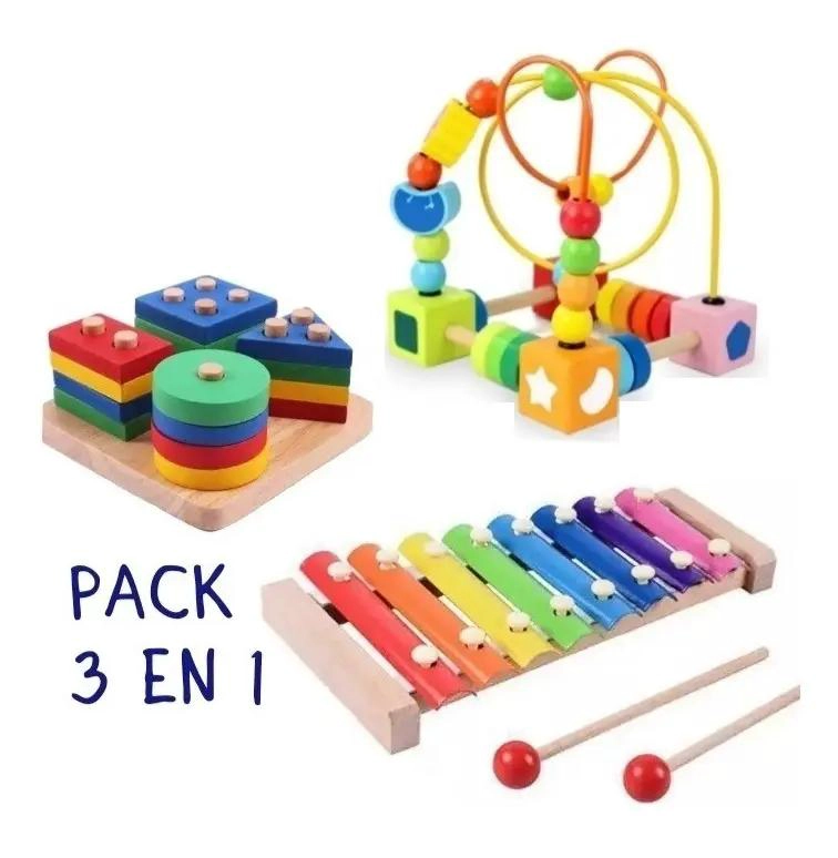 JUEGO DE MADERA EDUCATIVO PARA MOTRICIDAD Y XILOFONO - 1