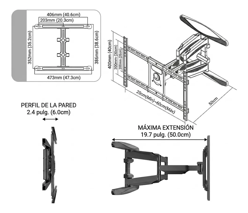 SOPORTE ARTICULADO PARA TV Y MONITOR DE 55 A 85 PULGADAS - 8
