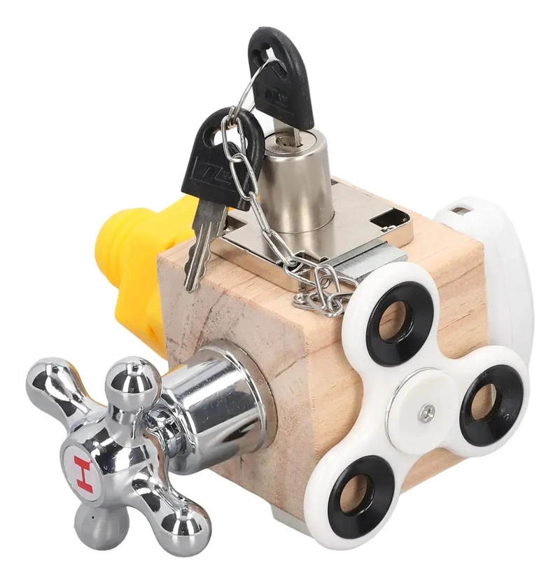 CUBO DE ACTIVIDADES DIDACTICO DE MADERA PARA NIÑOS - 1