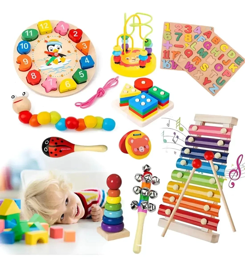 SET DE JUGUETES DIDACTICOS DE MADERA PARA NIÑOS DE 2 AÑOS - 1