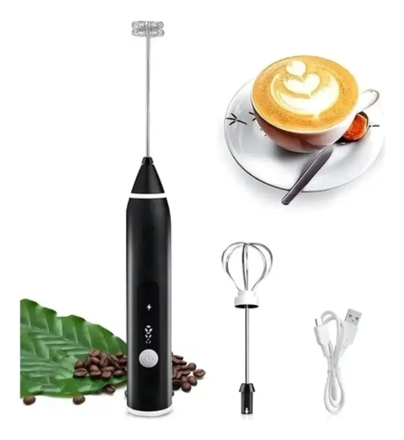 BATIDOR ESPUMADOR PORTATIL PARA LECHE CAFE  Y BATIDOS CON CABEZALES INTERCAMBI - 1