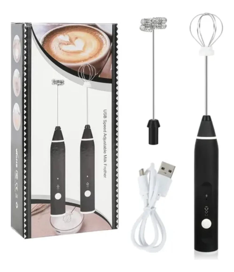 BATIDOR ESPUMADOR PORTATIL PARA LECHE CAFE  Y BATIDOS CON CABEZALES INTERCAMBI - 10