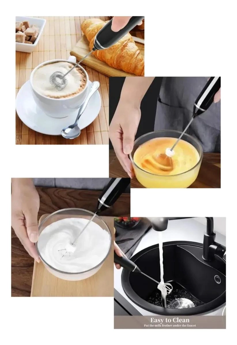BATIDOR ESPUMADOR PORTATIL PARA LECHE CAFE  Y BATIDOS CON CABEZALES INTERCAMBI - 3