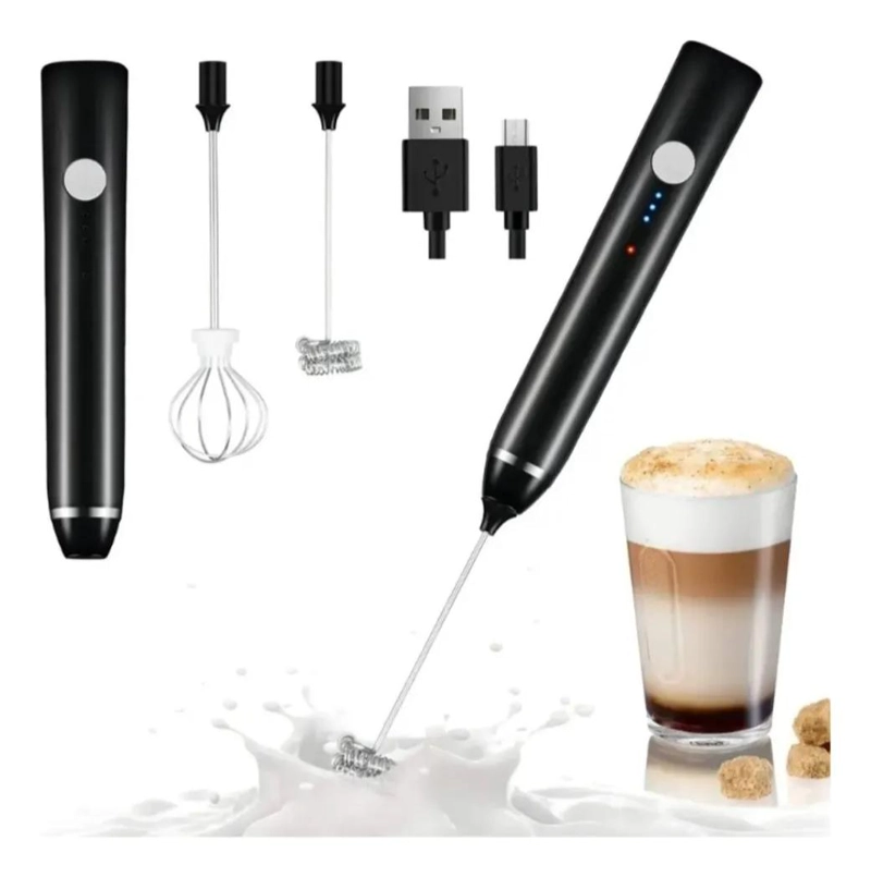 BATIDOR ESPUMADOR PORTATIL PARA LECHE CAFE  Y BATIDOS CON CABEZALES INTERCAMBI - 4