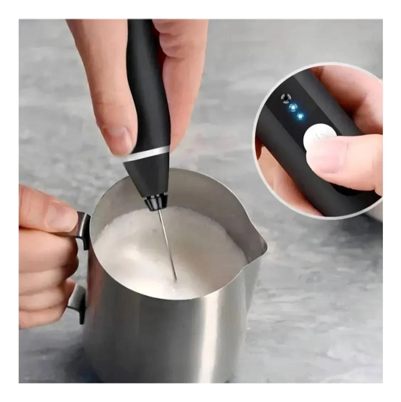 BATIDOR ESPUMADOR PORTATIL PARA LECHE CAFE  Y BATIDOS CON CABEZALES INTERCAMBI - 7