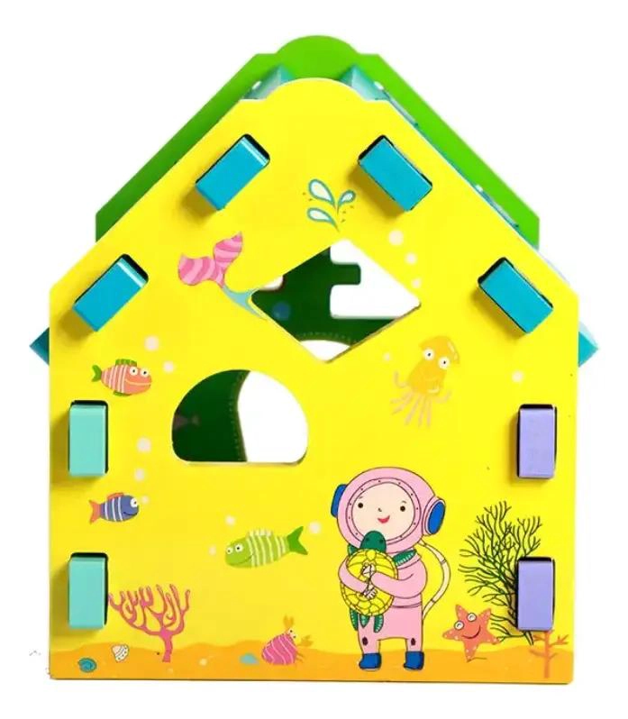 CASA DE MADERA DIDACTICA PARA NIÑOS CON PIEZAS DE ENCAJE - 3