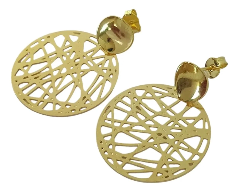 AROS REDONDOS ENCHAPADOS EN ORO 18K CON DISEÑO ELEGANTE - 2