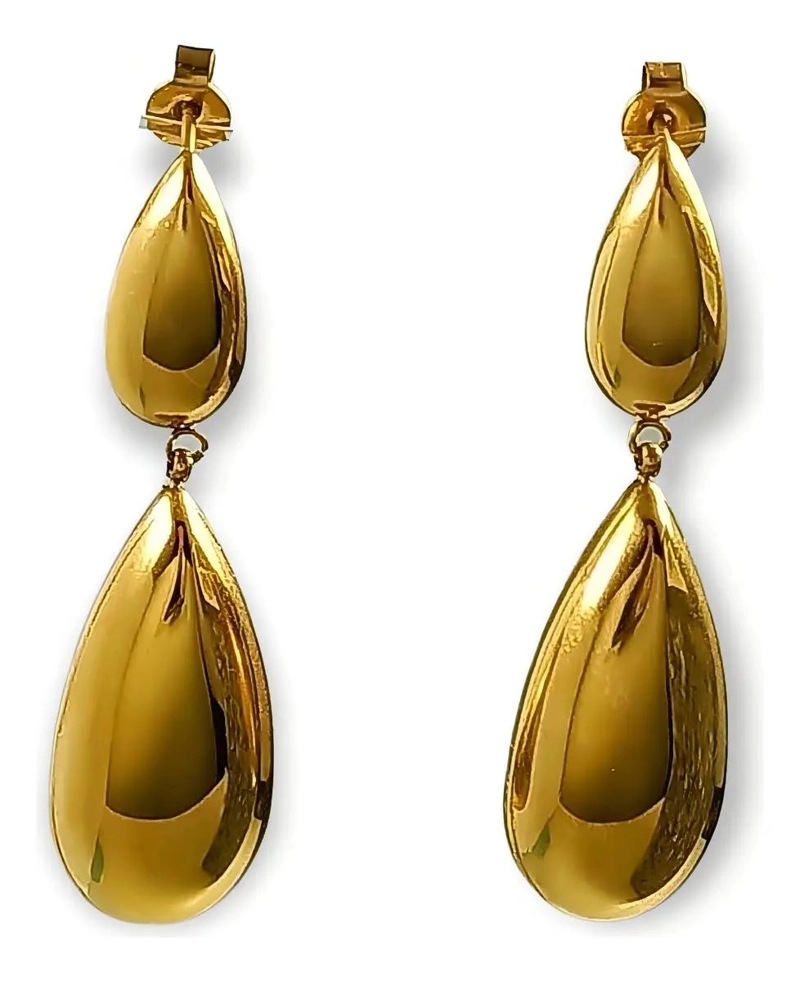 AROS LARGOS TIPO GOTA ESPEJO CHAPADOS EN ORO 18K - 1