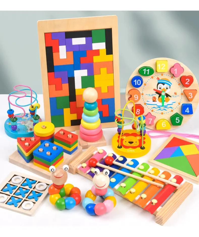 PACK DE 11 JUGUETES DIDACTICOS DE MADERA PARA EL DESARROLLO INFANTIL - 3