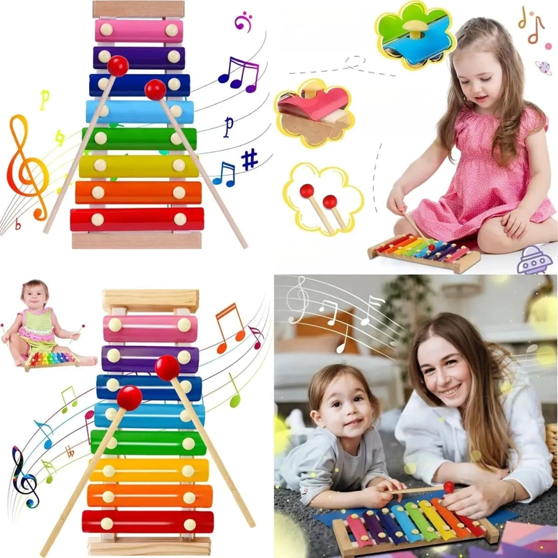 PACK DE 10 JUGUETES DIDACTICOS DE MADERA MULTICOLOR PARA NIÑOS - 8