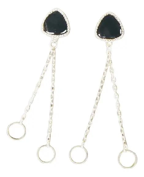 AROS LARGOS DE PLATA 925 CON DISEÑO DE FLORES Y HILOS - 2