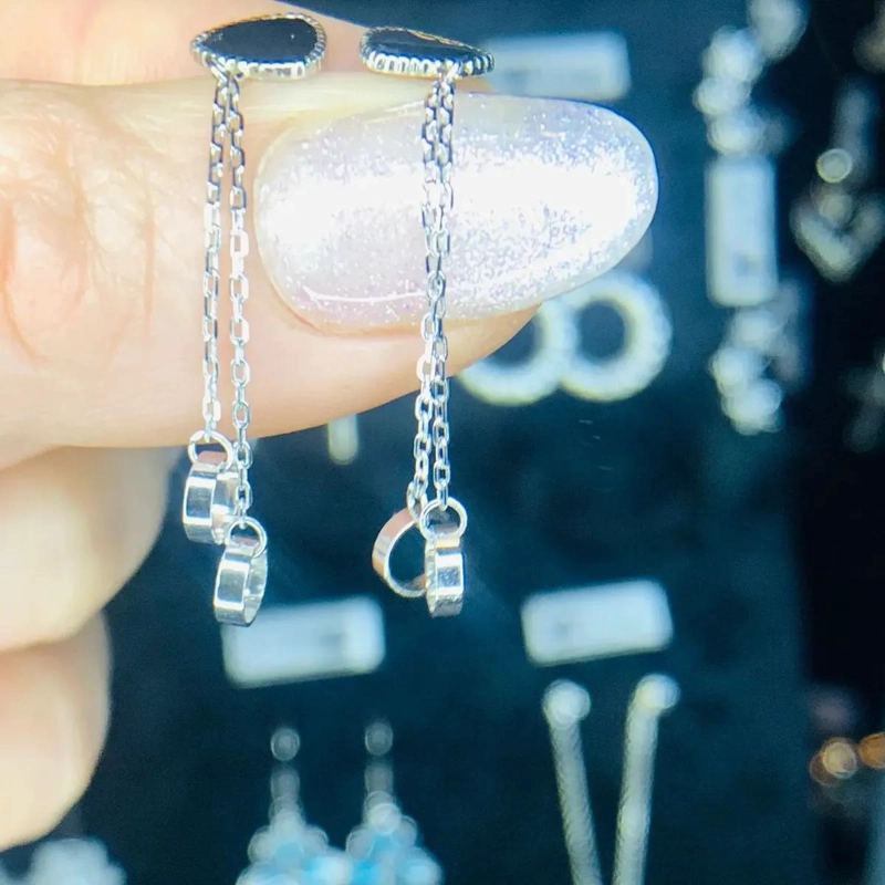 AROS LARGOS DE PLATA 925 CON DISEÑO DE FLORES Y HILOS - 4