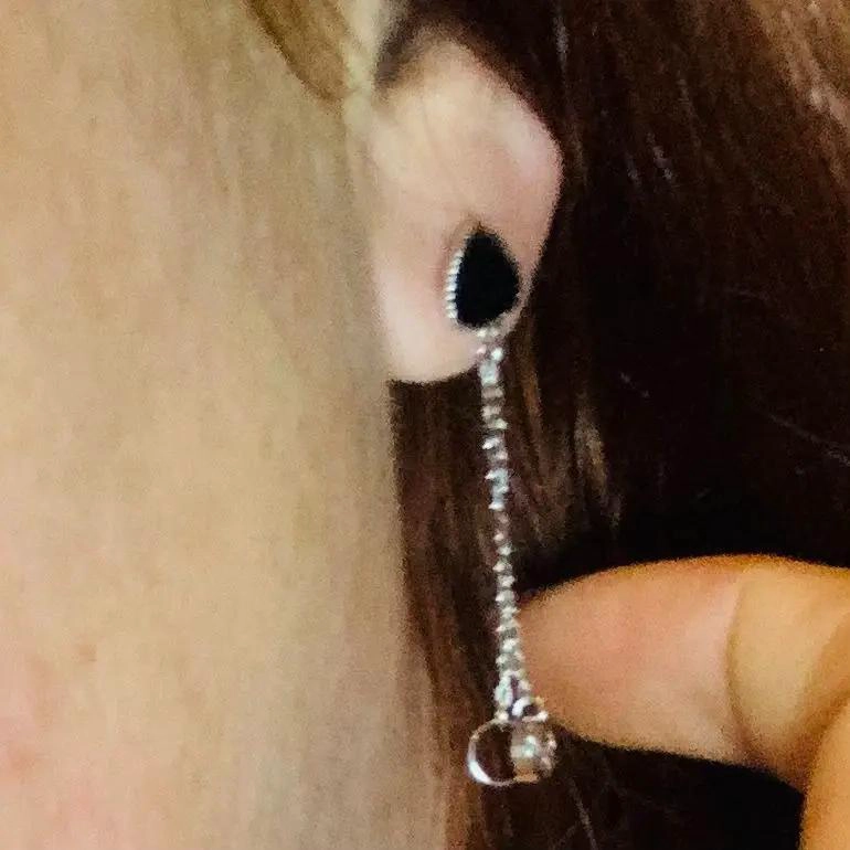 AROS LARGOS DE PLATA 925 CON DISEÑO DE FLORES Y HILOS - 9