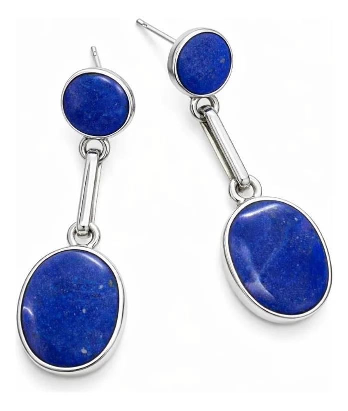 AROS OVALADOS DE LAPISLAZULI EN PLATA 950 PARA MUJER - 1