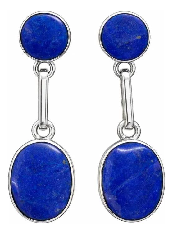 AROS OVALADOS DE LAPISLAZULI EN PLATA 950 PARA MUJER - 2