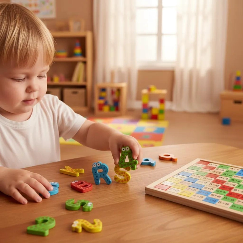 LETRAS Y NUMEROS MAGNE TICOS DE MADERA PARA NIÑOS - 1