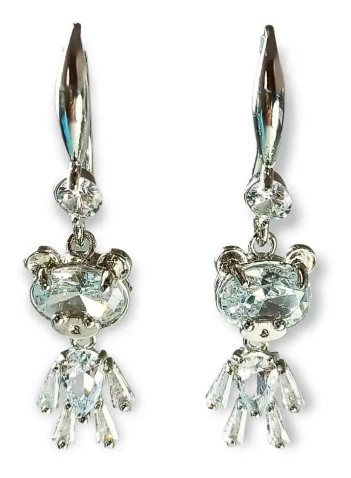 AROS LARGOS BRILLANTES CON OSITOS DE ZIRCONIA PARA NIÑAS Y ADULTOS - 1