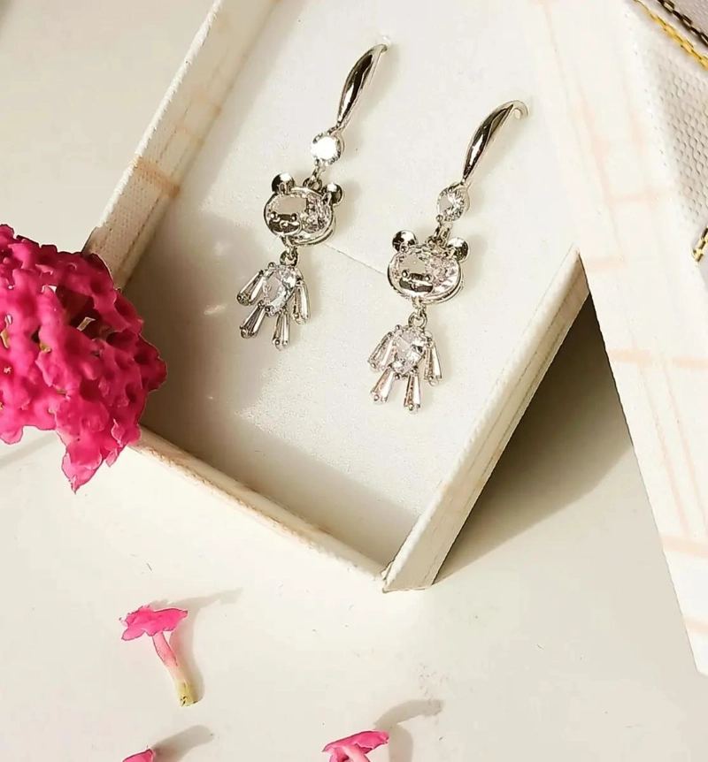 AROS LARGOS BRILLANTES CON OSITOS DE ZIRCONIA PARA NIÑAS Y ADULTOS - 2