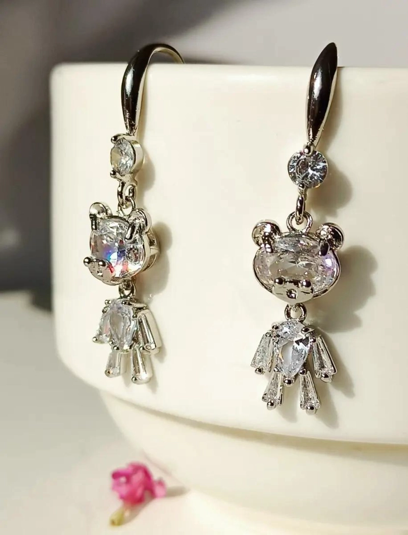 AROS LARGOS BRILLANTES CON OSITOS DE ZIRCONIA PARA NIÑAS Y ADULTOS - 5