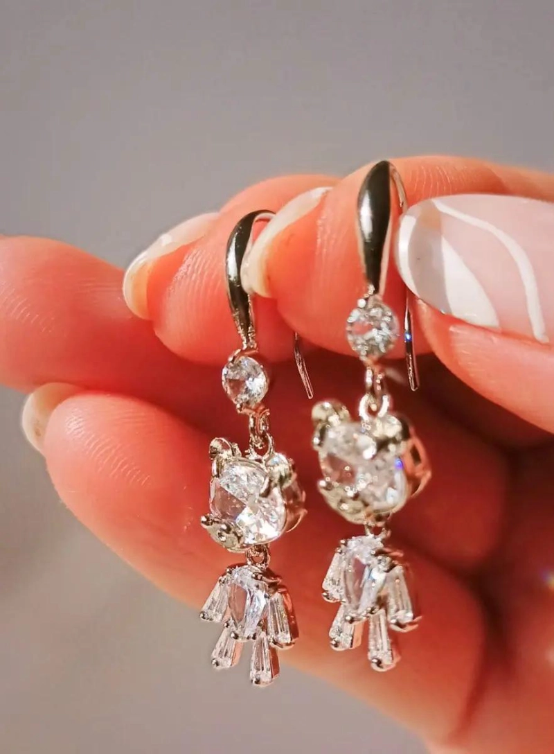 AROS LARGOS BRILLANTES CON OSITOS DE ZIRCONIA PARA NIÑAS Y ADULTOS - 7