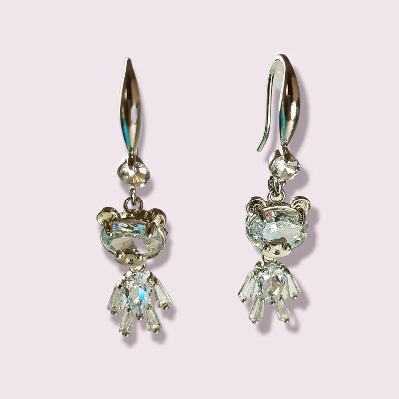 AROS LARGOS BRILLANTES CON OSITOS DE ZIRCONIA PARA NIÑAS Y ADULTOS - 8