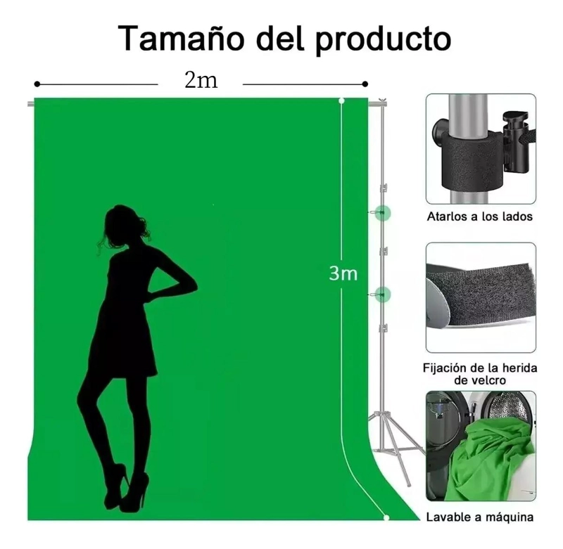 FONDO FOTOGRAFICO VERDE CHROMA MUSELINA 2X3 METROS - 2