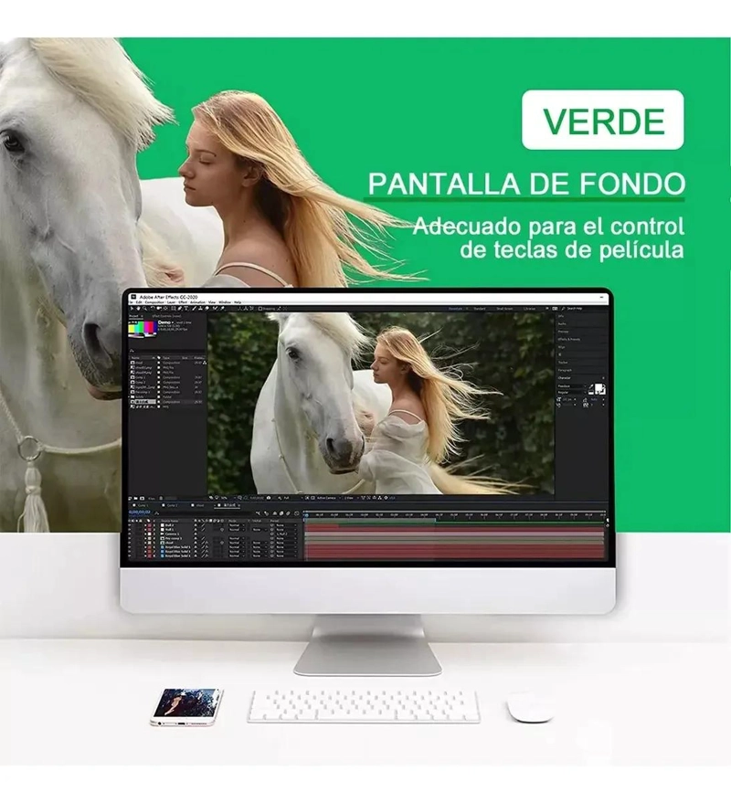 FONDO FOTOGRAFICO VERDE CHROMA MUSELINA 2X3 METROS - 8