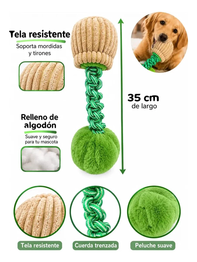JUGUETE INTERACTIVO DE PELUCHE PARA PERROS CON CUERDA RESISTENTE - 2