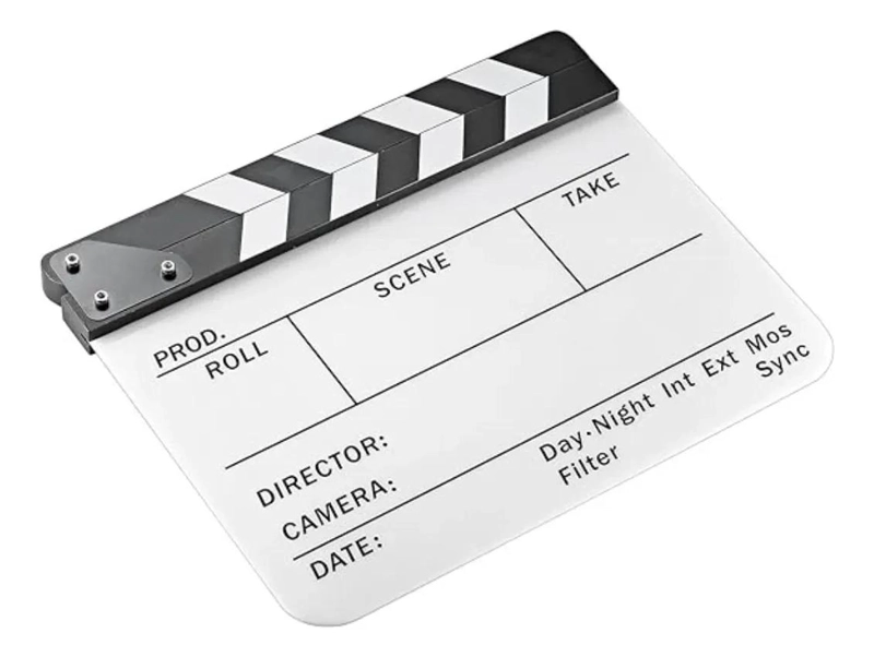 CLAQUETA PROFESIONAL ACRILICA BLANCA 25X30 CM PARA CINE - 1