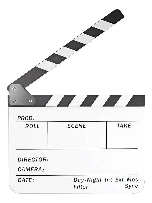 CLAQUETA PROFESIONAL ACRILICA BLANCA 25X30 CM PARA CINE - 2