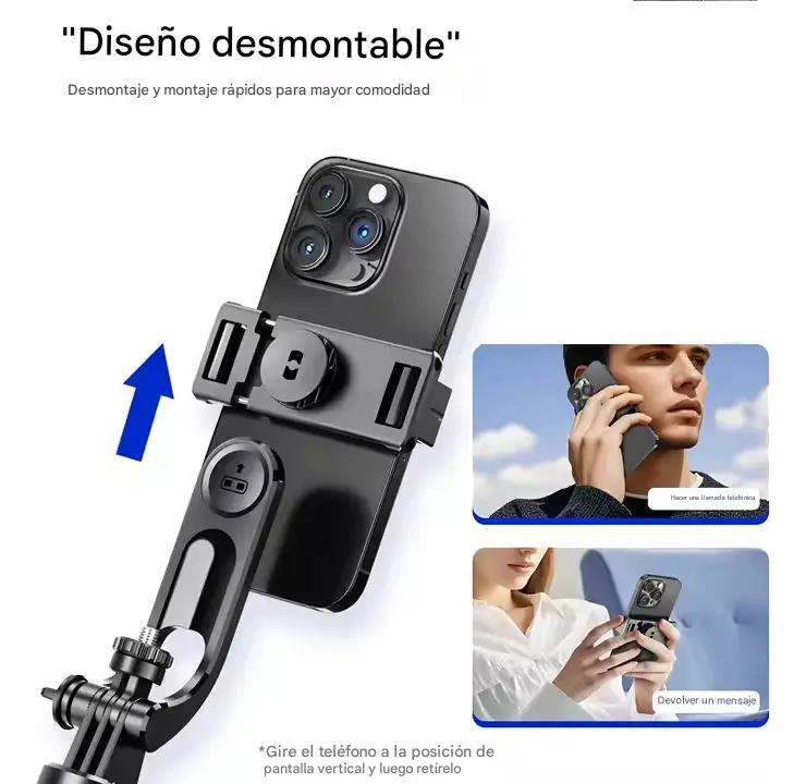 TRIPODE 2 EN 1 CON PALO SELFIE Y ALTURA AJUSTABLE 170 CM - 4