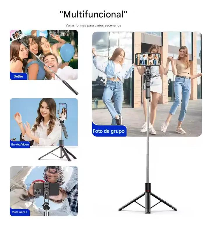 TRIPODE 2 EN 1 CON PALO SELFIE Y ALTURA AJUSTABLE 170 CM - 5