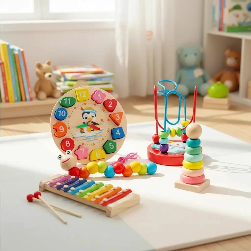 SET DE JUGUETES DIDACTICOS DE MADERA PARA NIÑOS DE 5 PIEZAS - 1