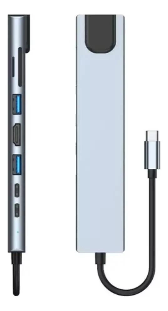 ADAPTADOR USB TIPO C 8 EN 1 CON HDMI Y ETHERNET - 1