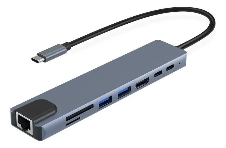 ADAPTADOR USB TIPO C 8 EN 1 CON HDMI Y ETHERNET - 2