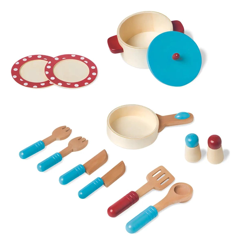 COCINA DE JUGUETE CON 13 ACCESORIOS DE MADERA MULTICOLOR - 1