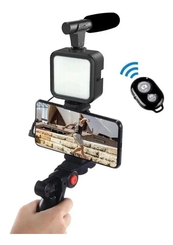 KIT DE GRABACION DE VIDEO CON LUZ LED Y MICROFONO - 3
