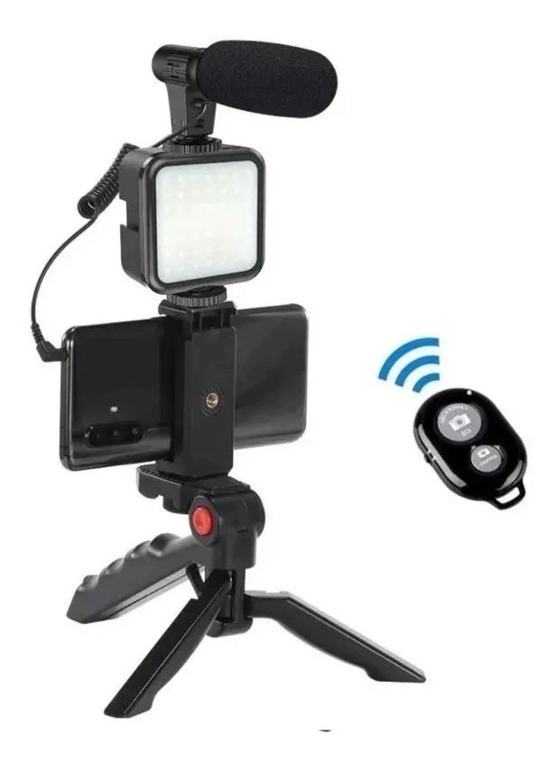 KIT DE GRABACION DE VIDEO CON LUZ LED Y MICROFONO - 4