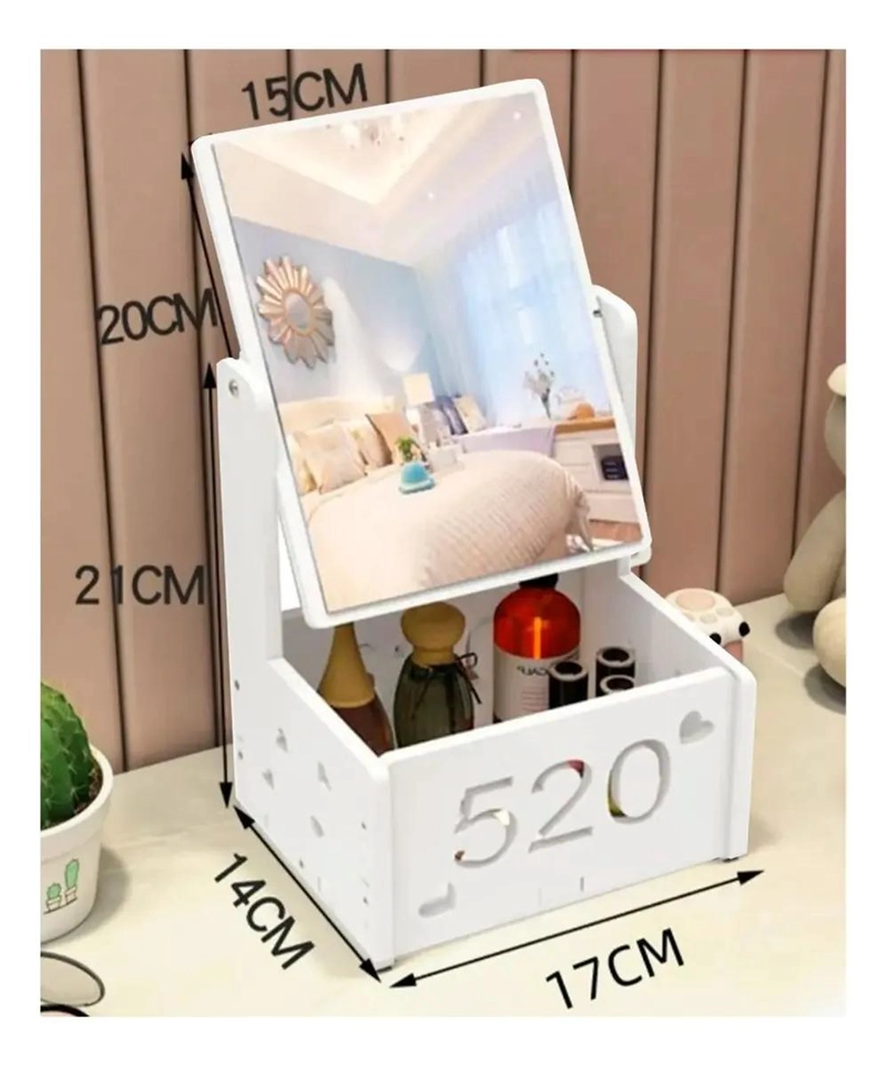 ORGANIZADOR MODERNO CON CAJON Y ESPEJO CUADRADO PARA EL HOGAR - 2