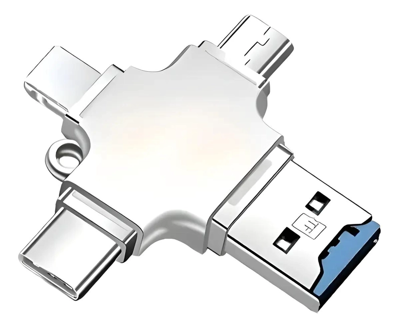LECTOR DE TARJETA MICROSD 4 EN 1 CON CONECTORES USB Y LIGHTNING - 1