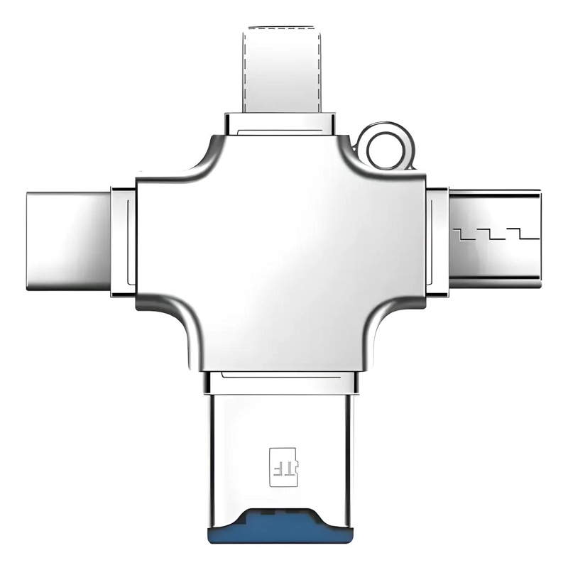 LECTOR DE TARJETA MICROSD 4 EN 1 CON CONECTORES USB Y LIGHTNING - 2