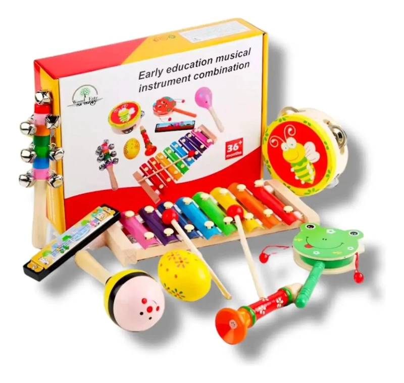 SET DE 8 INSTRUMENTOS MUSICALES DE MADERA PARA BEBE S - 2