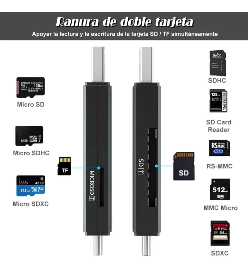LECTOR DE TARJETAS SD Y MICRO SD A USB TIPO C DE ALTA VELOCIDAD - 3