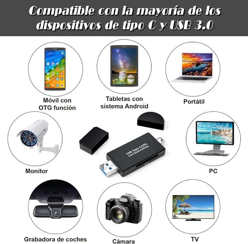 LECTOR DE TARJETAS SD Y MICRO SD A USB TIPO C DE ALTA VELOCIDAD - 8