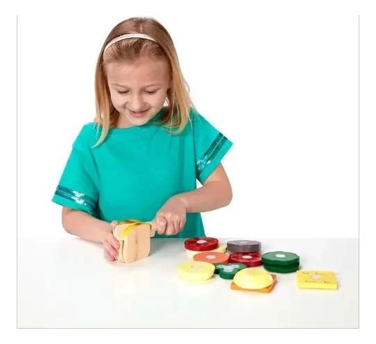 JUEGO DIDACTICO DE MADERA PARA ARMAR HAMBURGUESAS Y SANDWICHES - 3