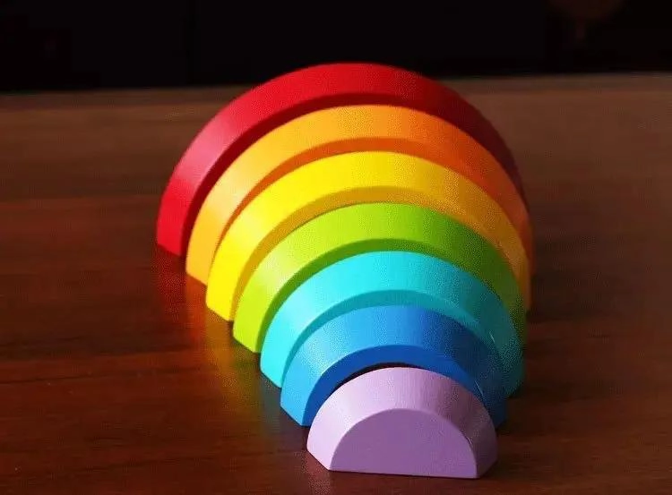 BLOQUES GEOME TRICOS DE MADERA ARCOIRIS PARA NIÑOS - 3