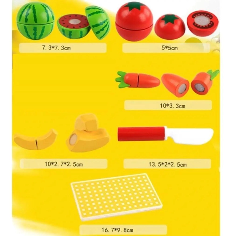 JUGUETE DIDACTICO DE MADERA PARA CORTAR FRUTAS Y VERDURAS - 8