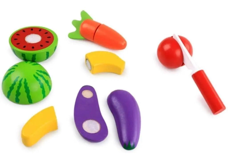 JUGUETE DIDACTICO DE MADERA PARA CORTAR FRUTAS Y VERDURAS - 9
